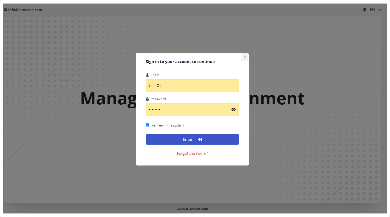 Login and Password